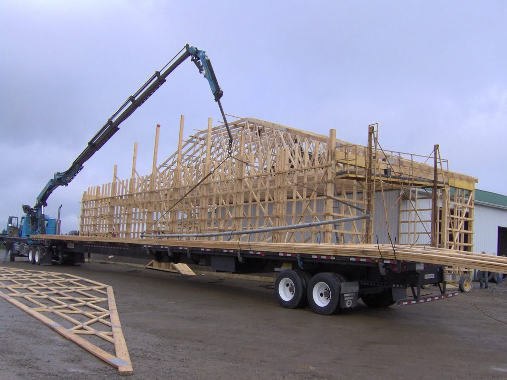 Truck Hauling Barn Frame